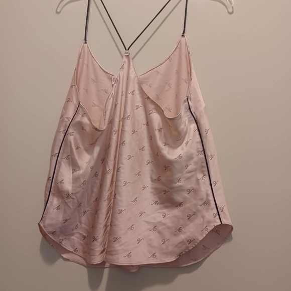 Victoria Secret XL Strappy Pink Sleepwear Pajamas Shirt Tank Top Logo Racerback - Picture 2 of 7